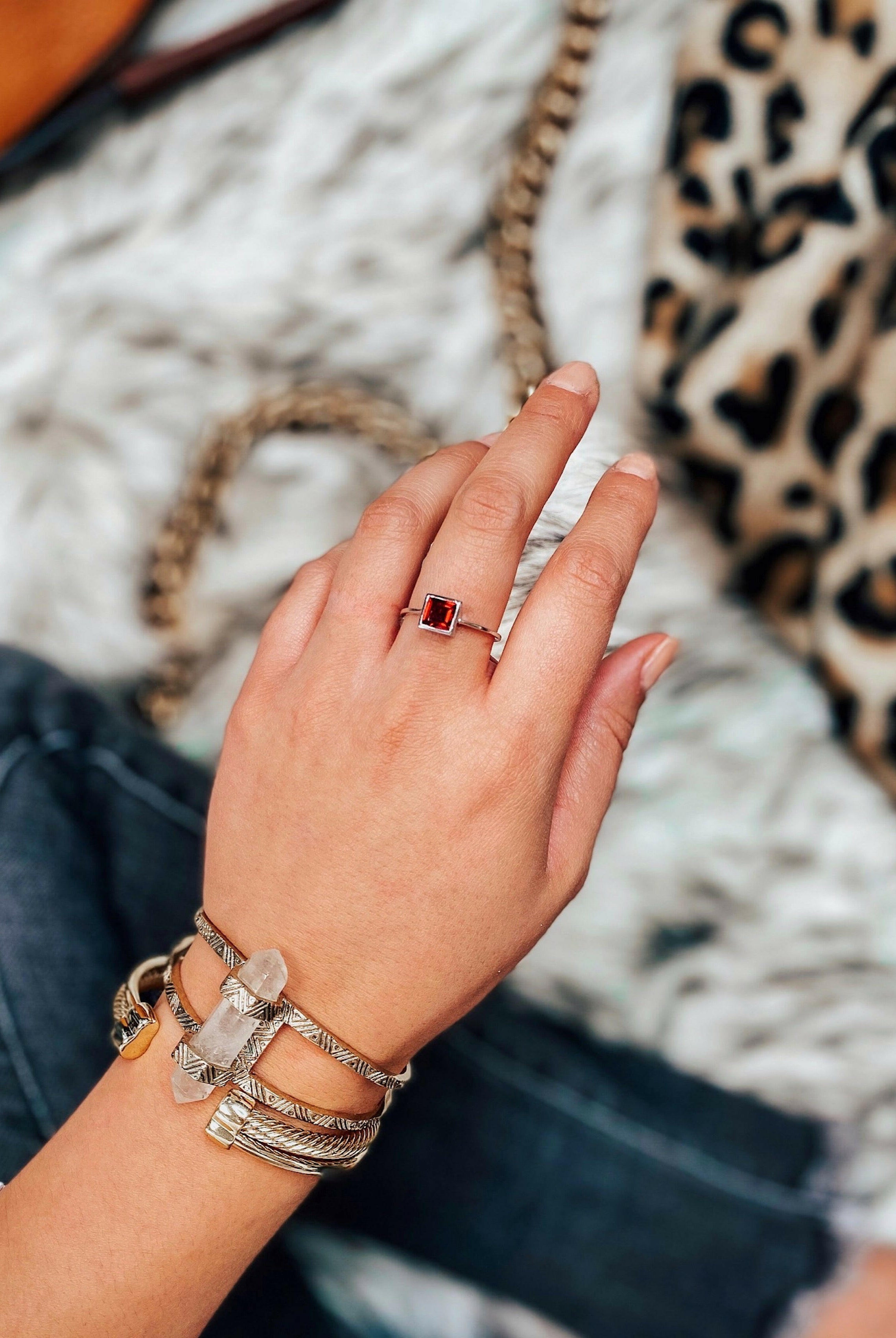(4 Shapes) Garnet Dainty Sterling Silver Ring-Dainty Rings-Krush Kandy, Women's Online Fashion Boutique Located in Phoenix, Arizona (Scottsdale Area)