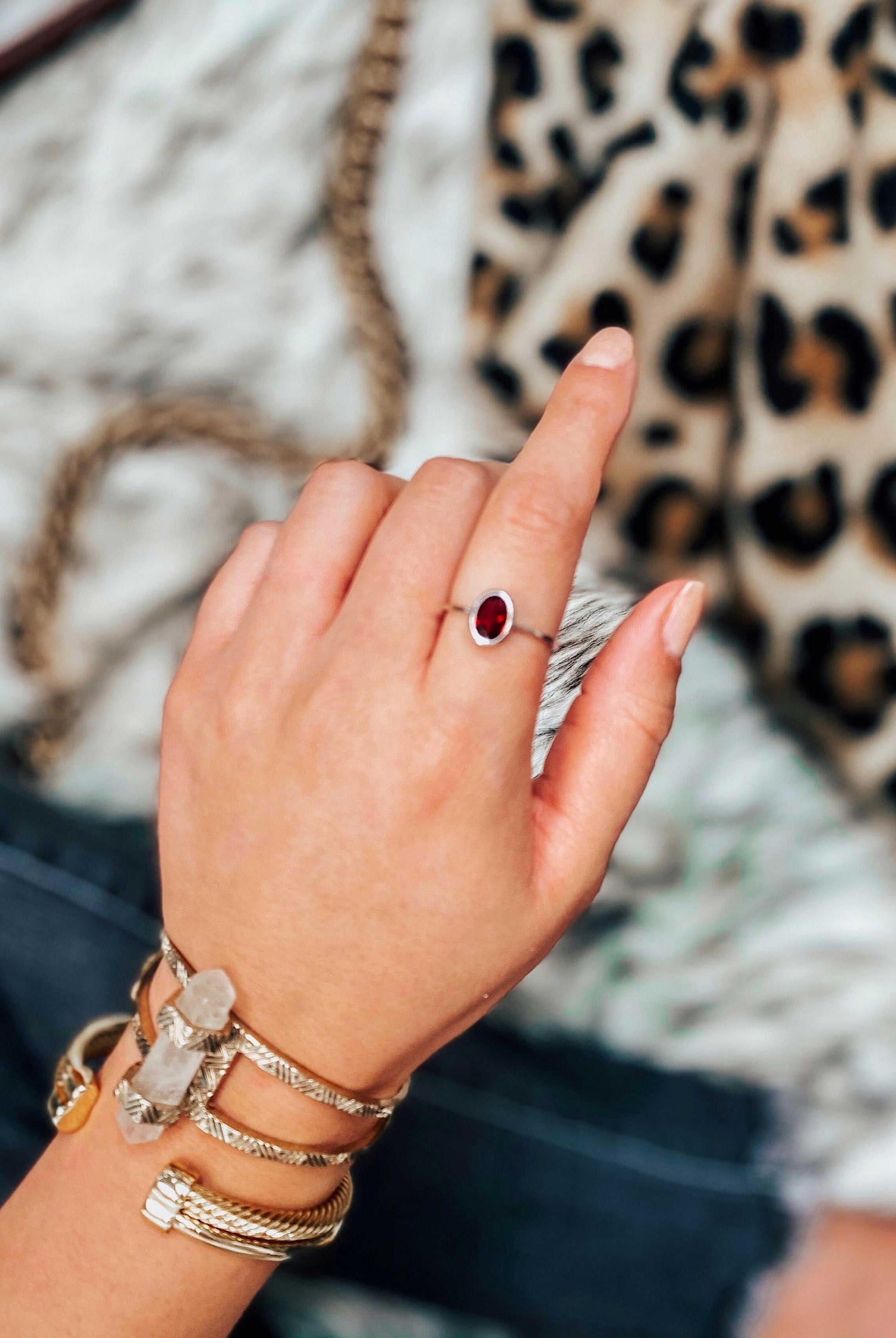 (4 Shapes) Garnet Dainty Sterling Silver Ring-Dainty Rings-Krush Kandy, Women's Online Fashion Boutique Located in Phoenix, Arizona (Scottsdale Area)