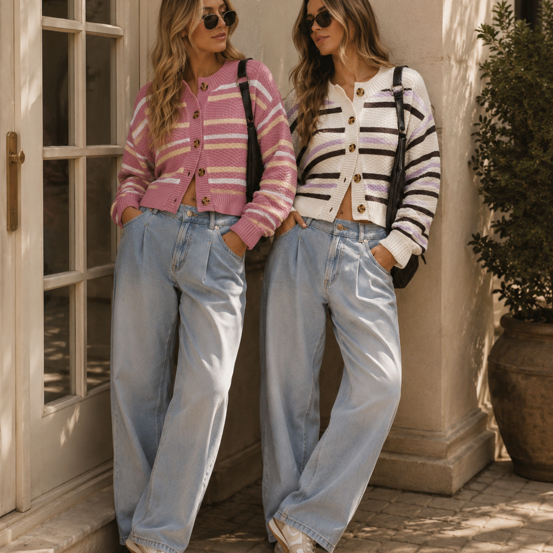 Stripe Button Up Sweater