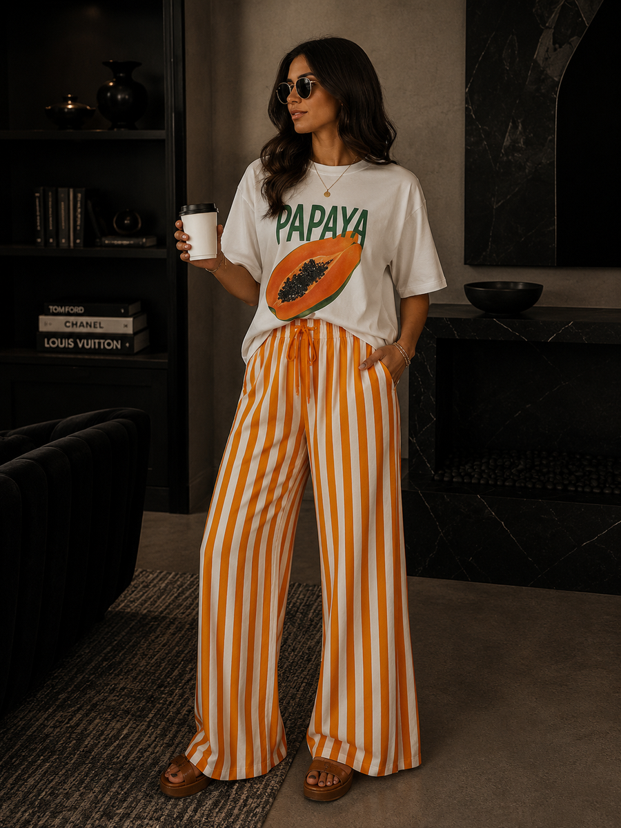 パンツ ORIMI 24AW big big slacks rame stripe Striped Wide Leg Pants | Flowy Summer Pants | Krush Kandy – Krush