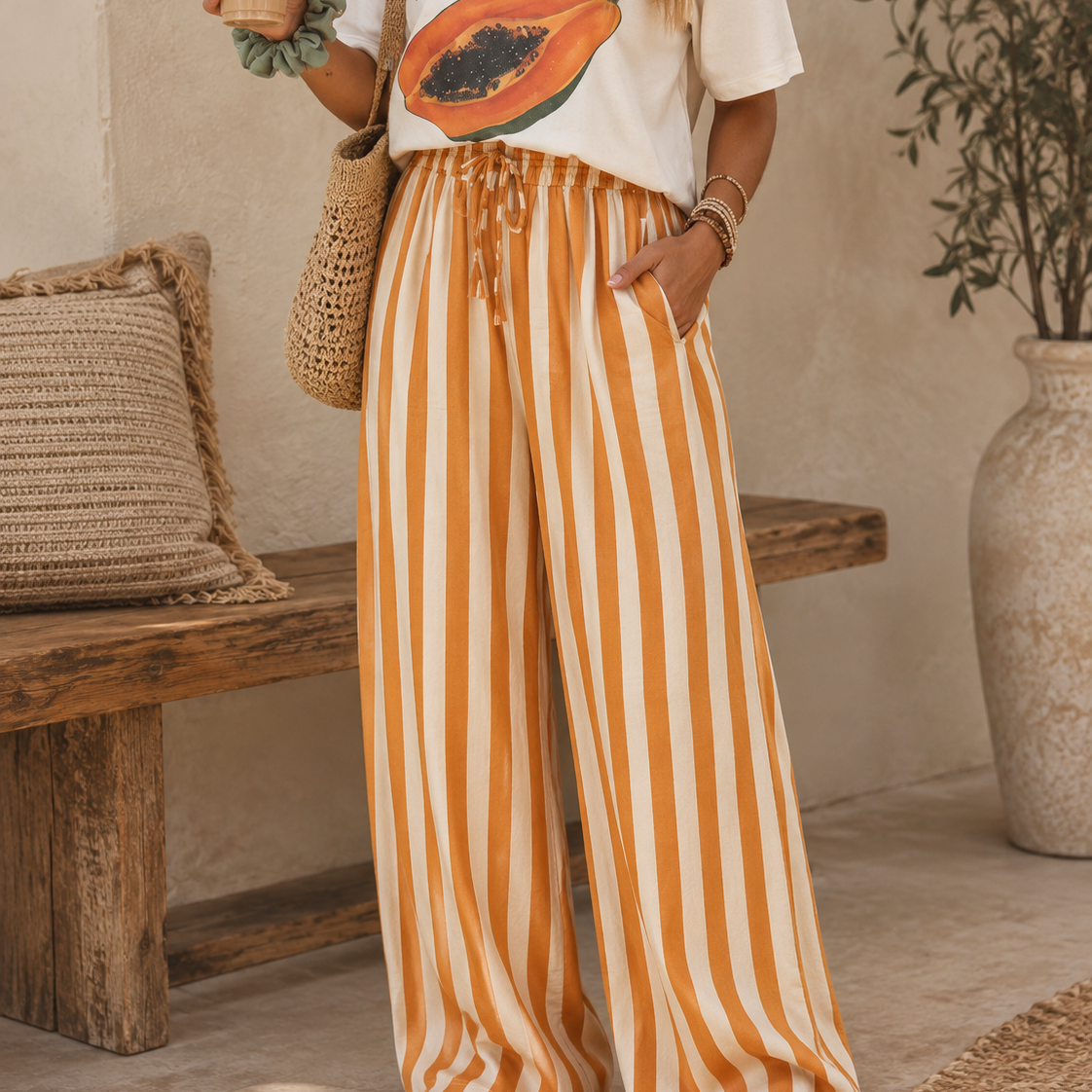 Sunset Stroll Striped Wide Leg Pants