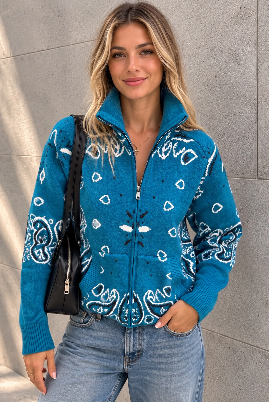 Teal Paisley Sweater Street Portrait.png