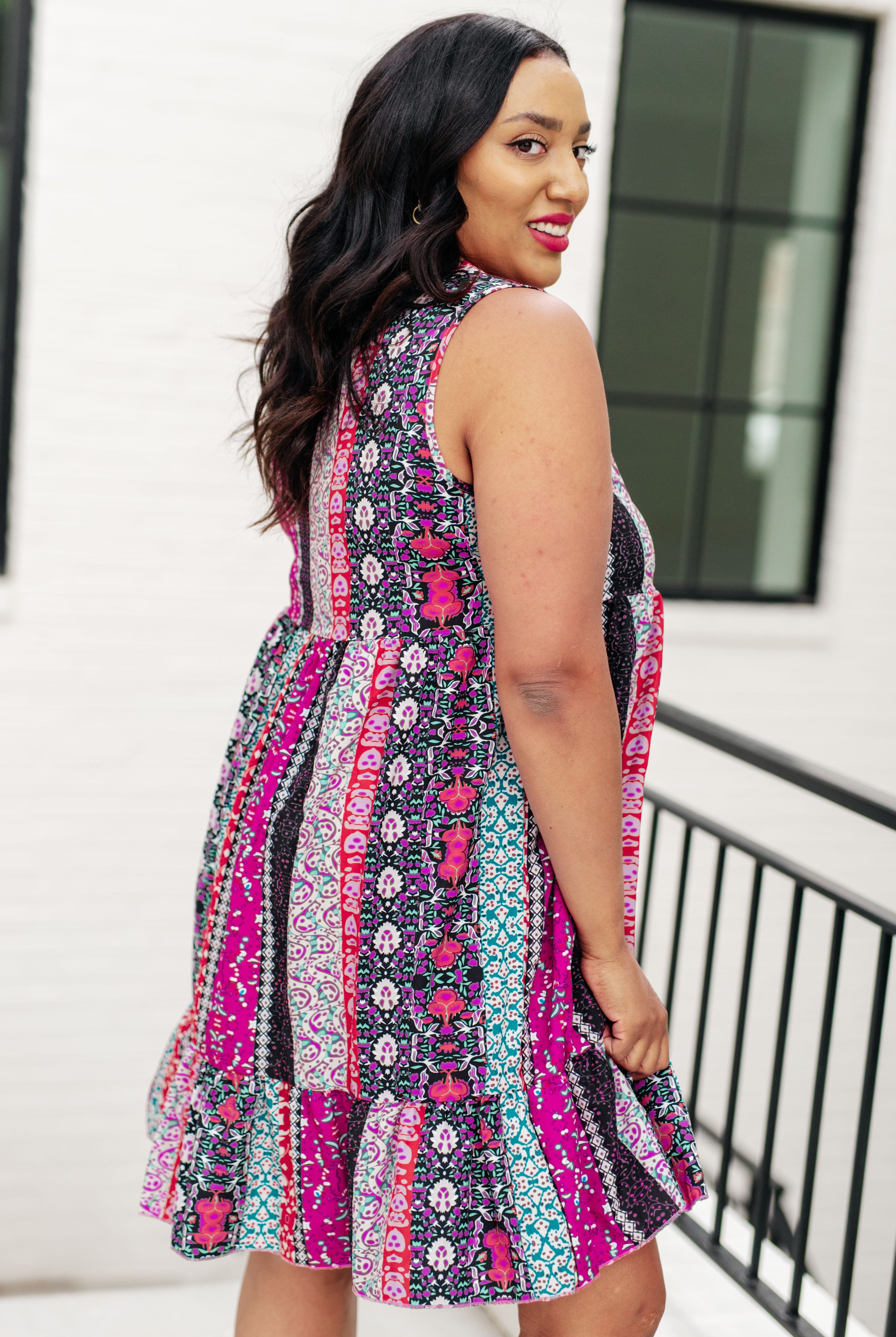 That's So Boho Mixed Print Sleeveless Dress-Dresses-Krush Kandy, Women's Online Fashion Boutique Located in Phoenix, Arizona (Scottsdale Area)