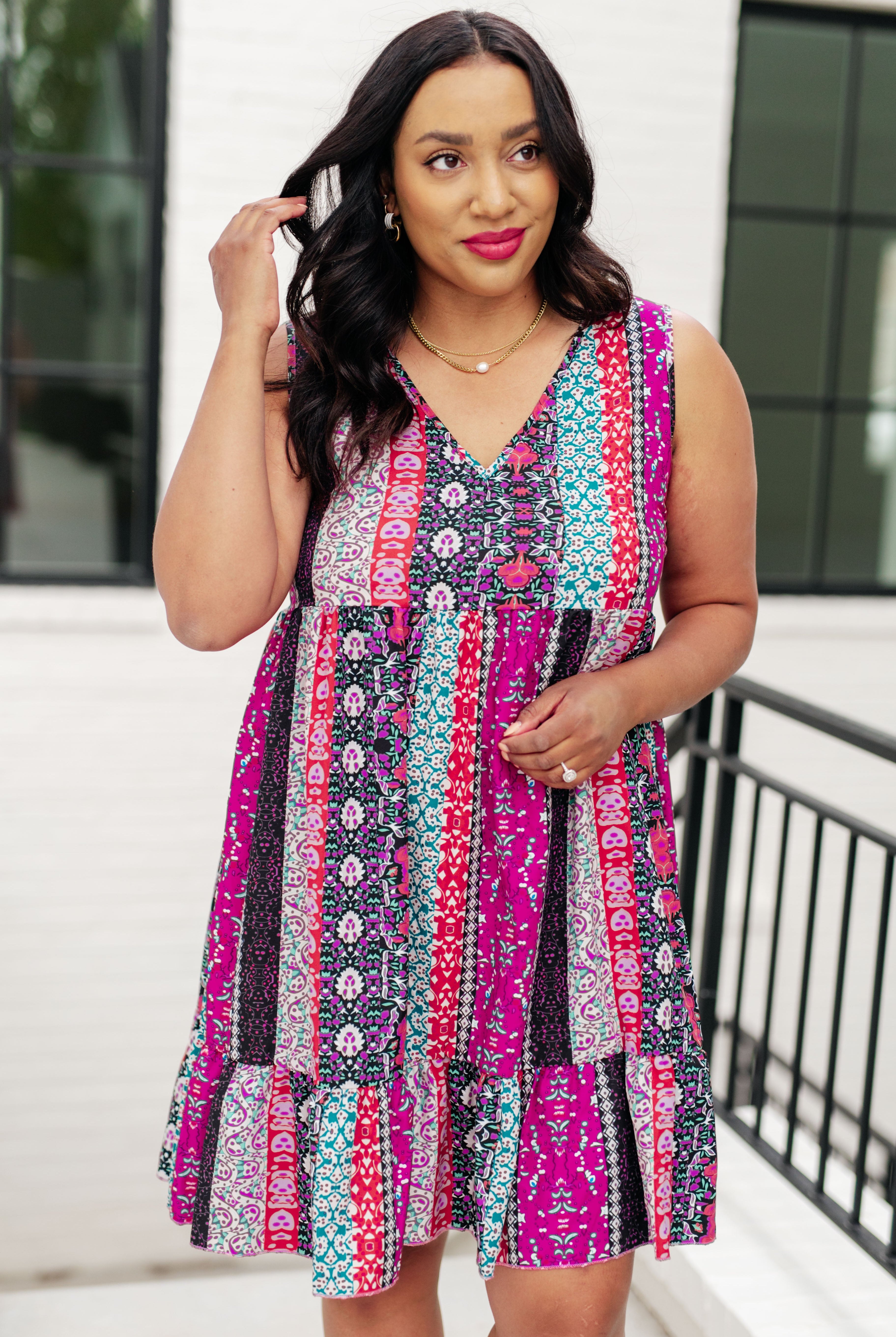 That's So Boho Mixed Print Sleeveless Dress-Dresses-Krush Kandy, Women's Online Fashion Boutique Located in Phoenix, Arizona (Scottsdale Area)