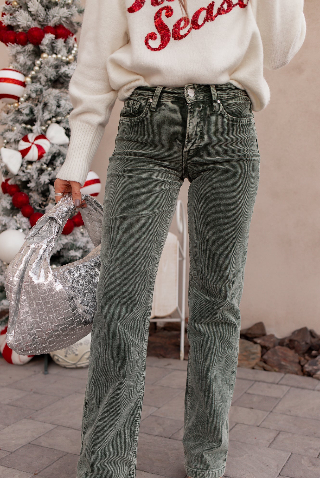 RISEN Tummy Control Mid Rise Straight Leg Corduroy Pants-Jeans-Krush Kandy, Women's Online Fashion Boutique Located in Phoenix, Arizona (Scottsdale Area)