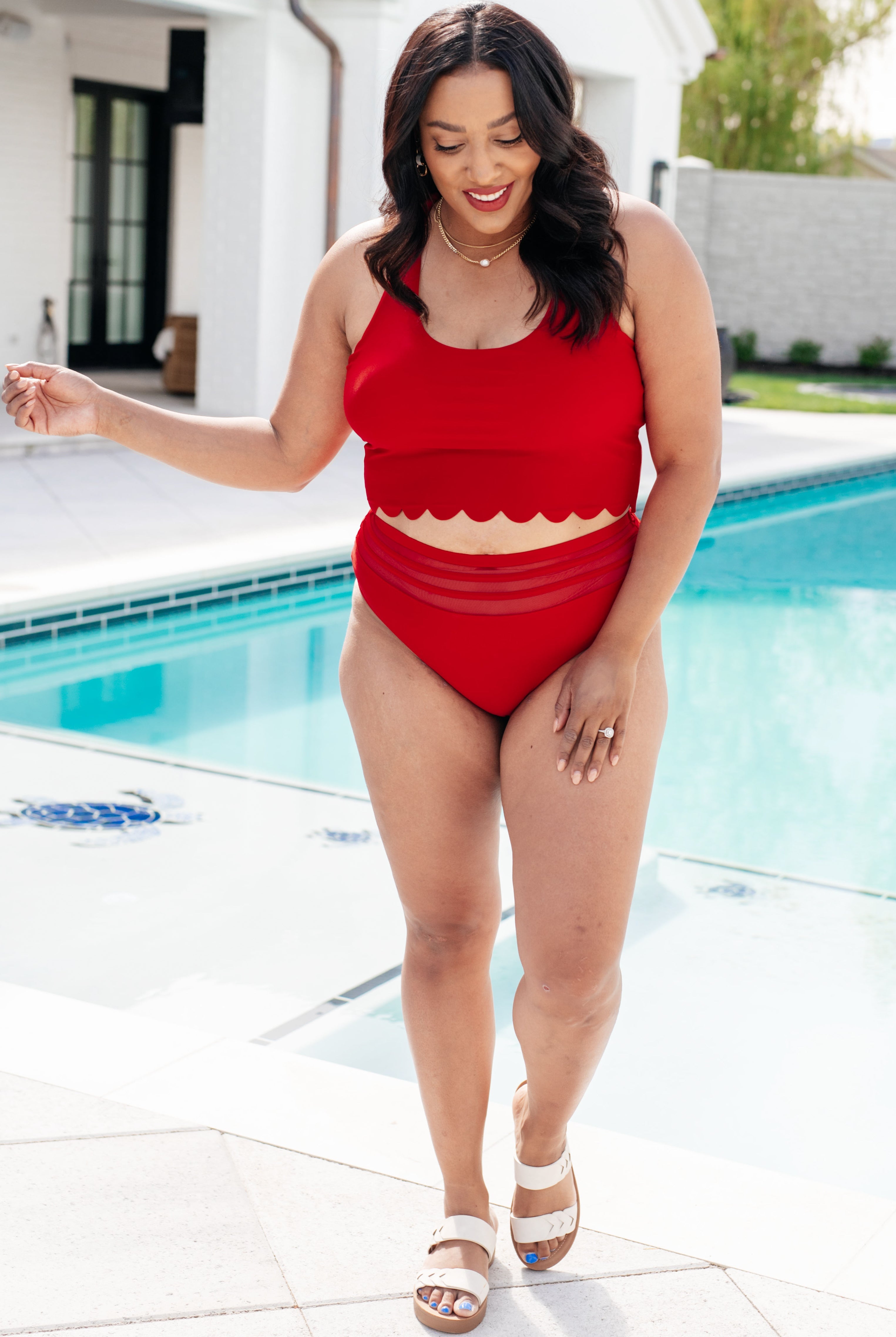 Tonga Scalloped High Waisted Swim Bottoms-Swimwear-Krush Kandy, Women's Online Fashion Boutique Located in Phoenix, Arizona (Scottsdale Area)