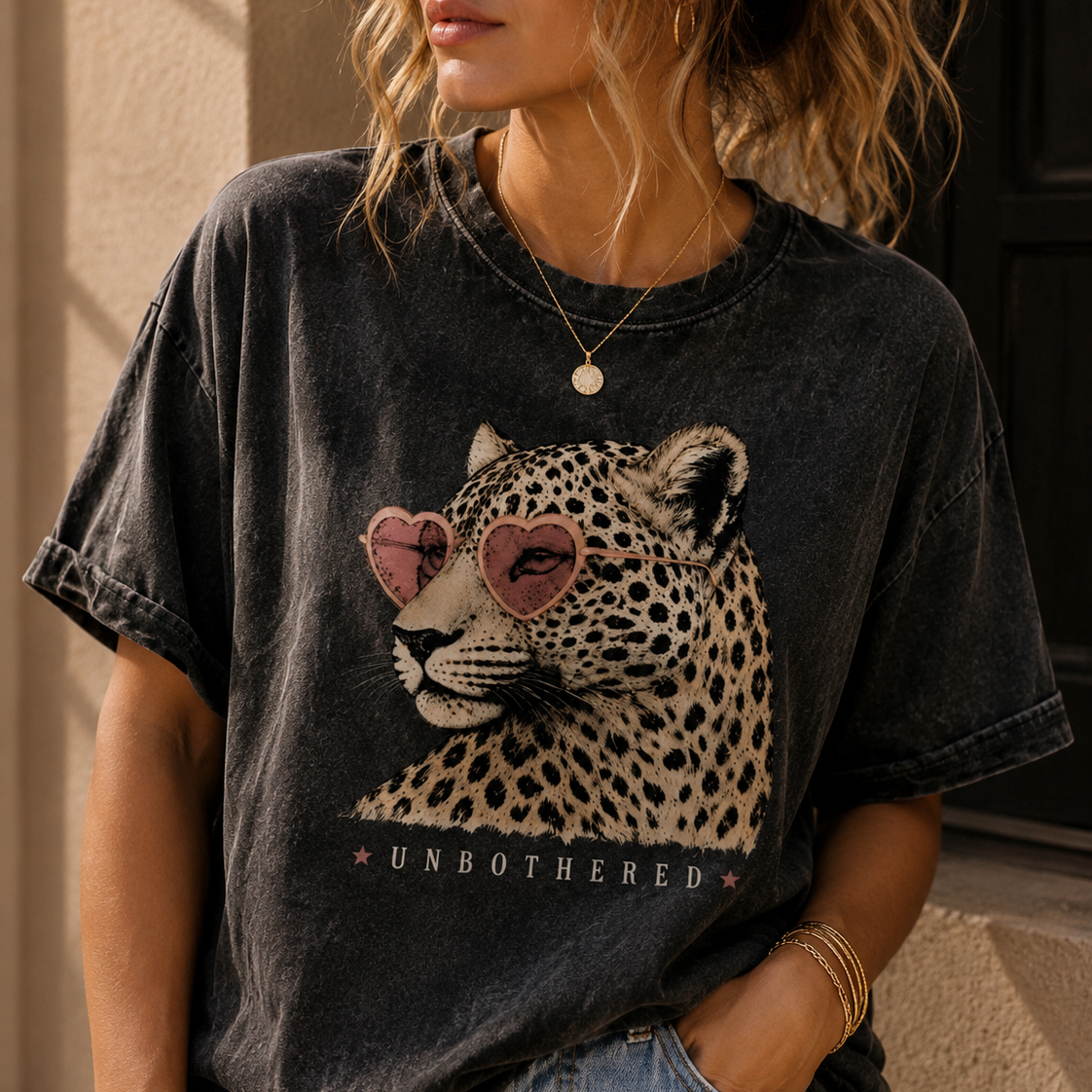 Unbothered Leopard Graphic Tee