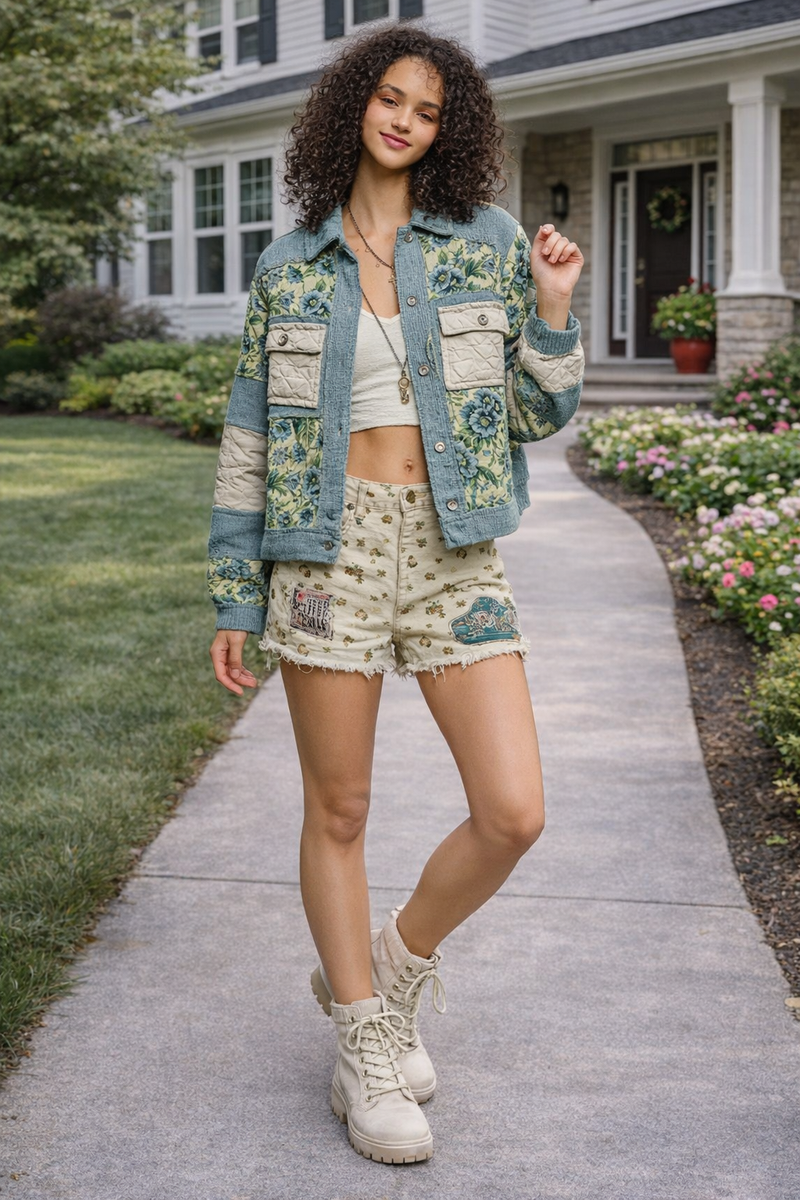POL Vintage Washed Jacquard Color Block Jacket – Krush Kandy