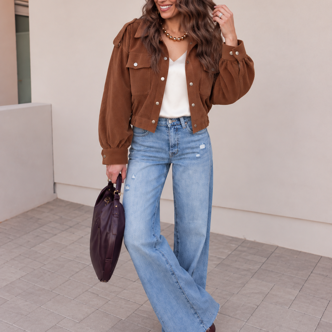 Weekend Edit Cropped Corduroy Shacket