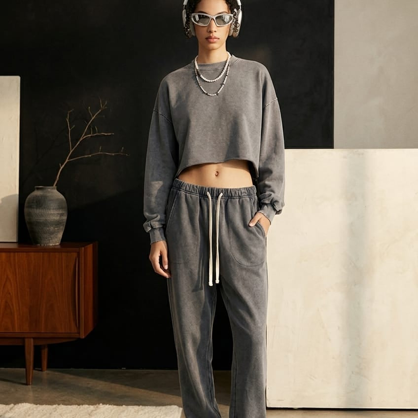 Gray Cropped Sweatshirt