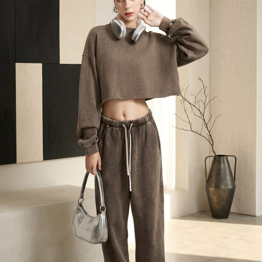 Gray Cropped Sweatshirt