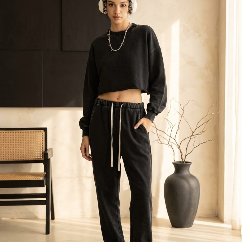 Gray Cropped Sweatshirt