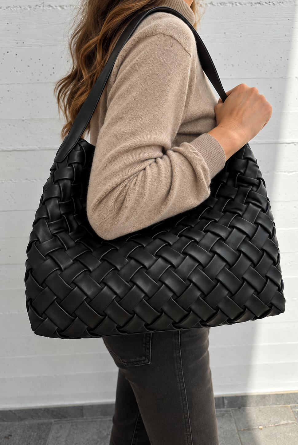 Woven Black Leather Hobo Bag Style.png