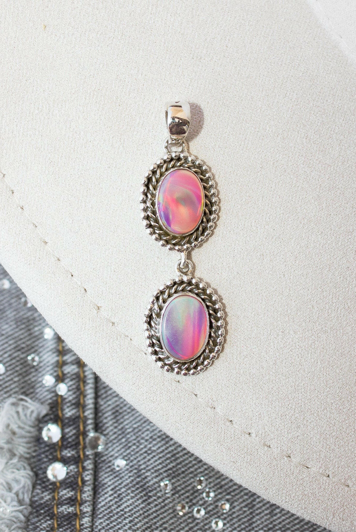 Detailed Two Stone Drop Pendant-Charms & Pendants-Krush Kandy, Women's Online Fashion Boutique Located in Phoenix, Arizona (Scottsdale Area)