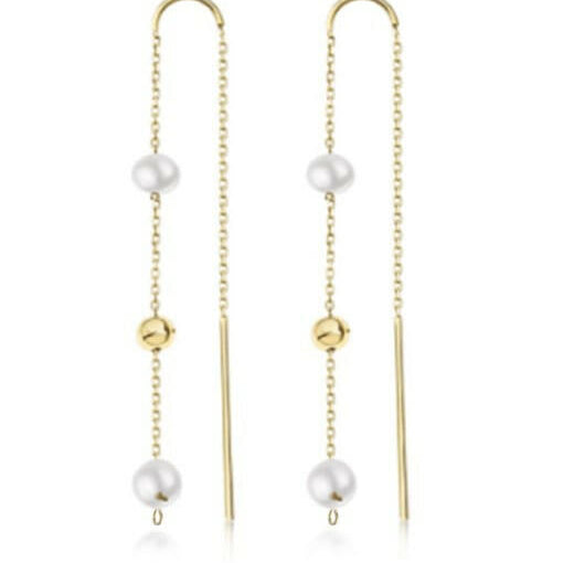 Sterling Silver Imitation Pearl Tassel Minimalist Threader Earrings-Earrings-Krush Kandy, Women's Online Fashion Boutique Located in Phoenix, Arizona (Scottsdale Area)