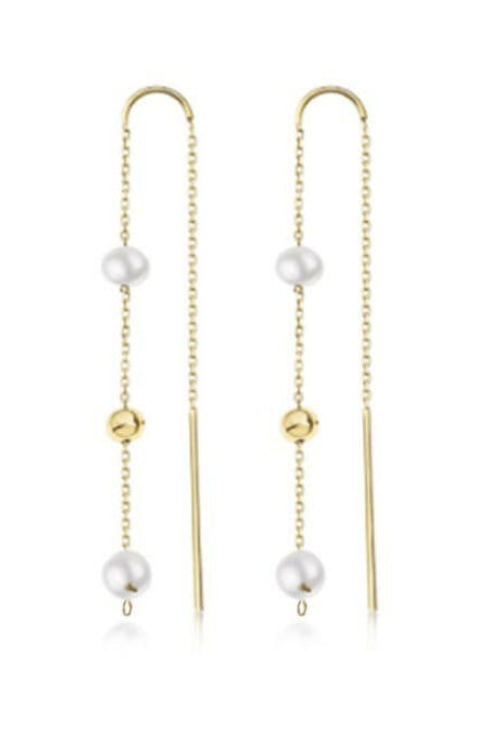 Sterling Silver Imitation Pearl Tassel Minimalist Threader Earrings-Earrings-Krush Kandy, Women's Online Fashion Boutique Located in Phoenix, Arizona (Scottsdale Area)