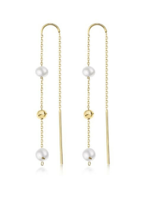 Sterling Silver Imitation Pearl Tassel Minimalist Threader Earrings-Earrings-Krush Kandy, Women's Online Fashion Boutique Located in Phoenix, Arizona (Scottsdale Area)