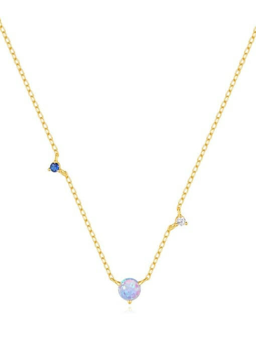 Opal Geometric Minimalist Necklace-Necklaces-Krush Kandy, Women's Online Fashion Boutique Located in Phoenix, Arizona (Scottsdale Area)