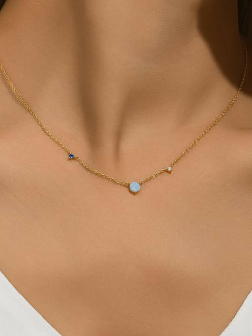 Opal Geometric Minimalist Necklace-Necklaces-Krush Kandy, Women's Online Fashion Boutique Located in Phoenix, Arizona (Scottsdale Area)