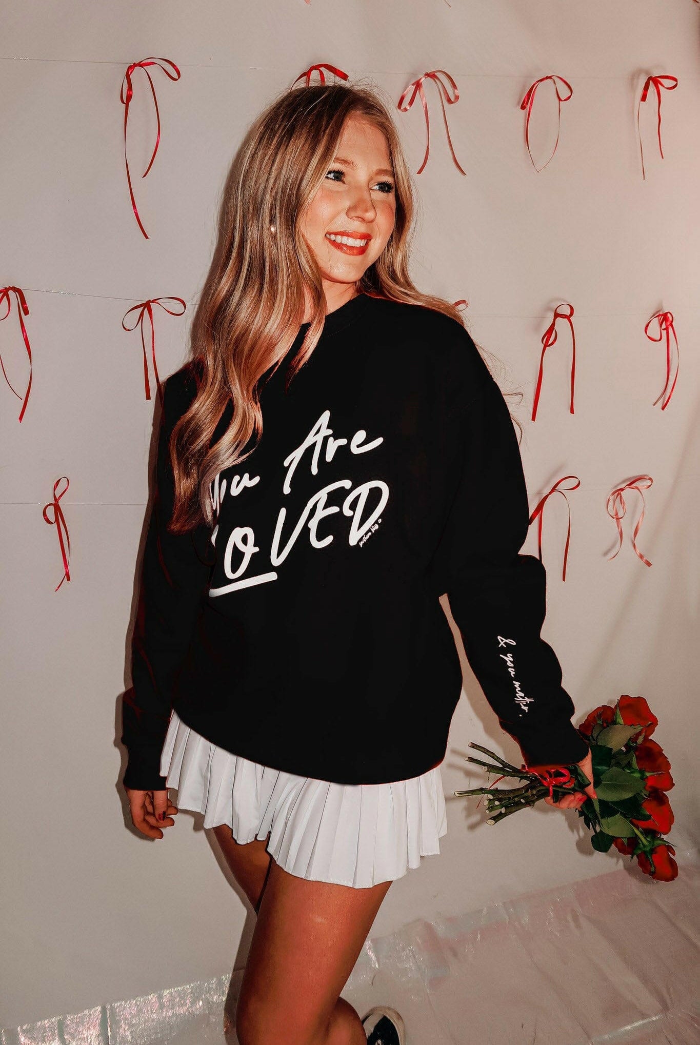 You Are Loved Black Sweatshirt-Krush Kandy, Women's Online Fashion Boutique Located in Phoenix, Arizona (Scottsdale Area)