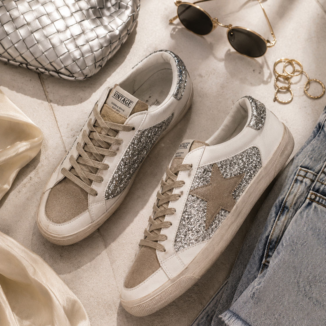 Your Favorite Neutral Glitter Star Sneaker