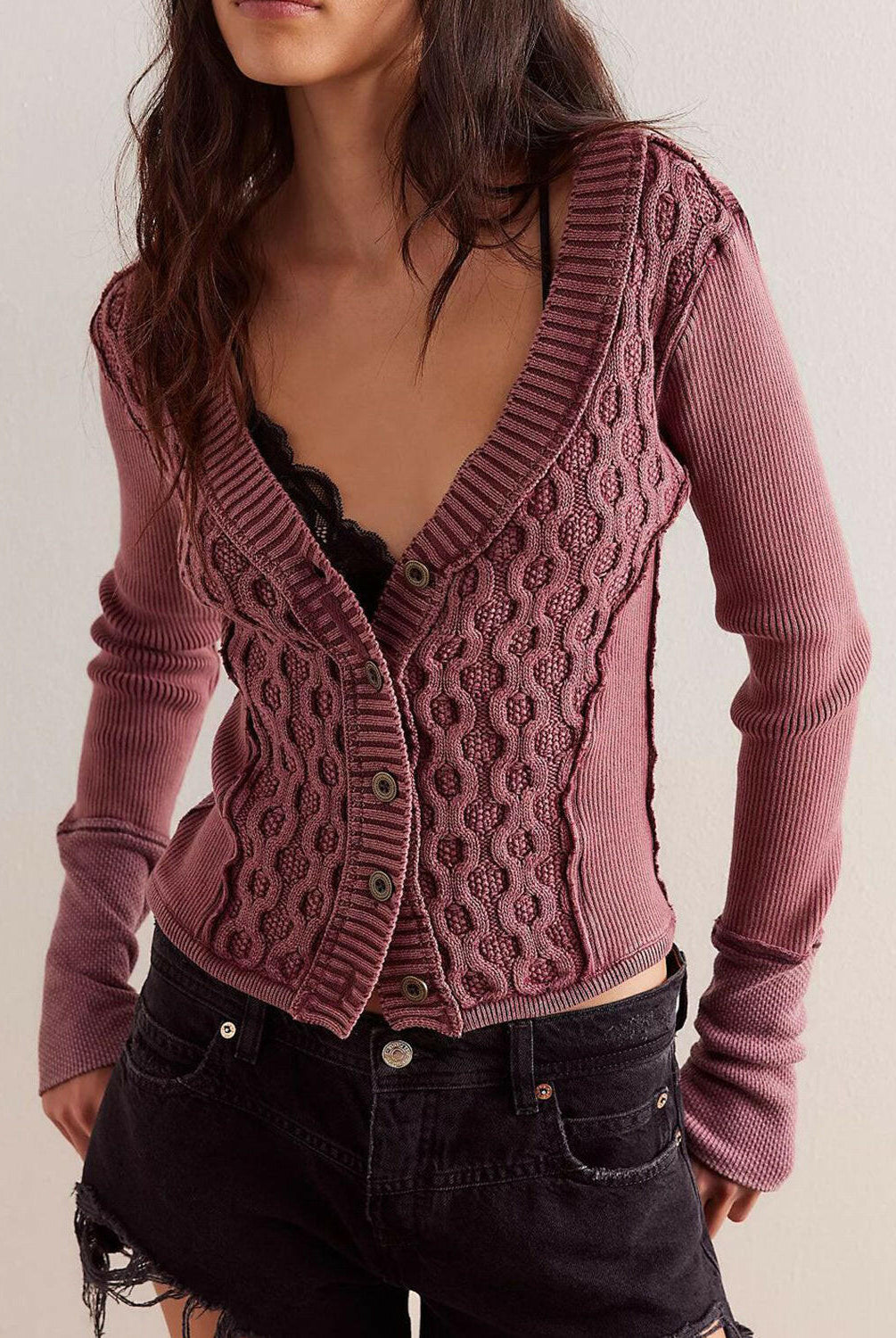 V-Neck Button Up Cropped Cardigan-Krush Kandy, Women's Online Fashion Boutique Located in Phoenix, Arizona (Scottsdale Area)