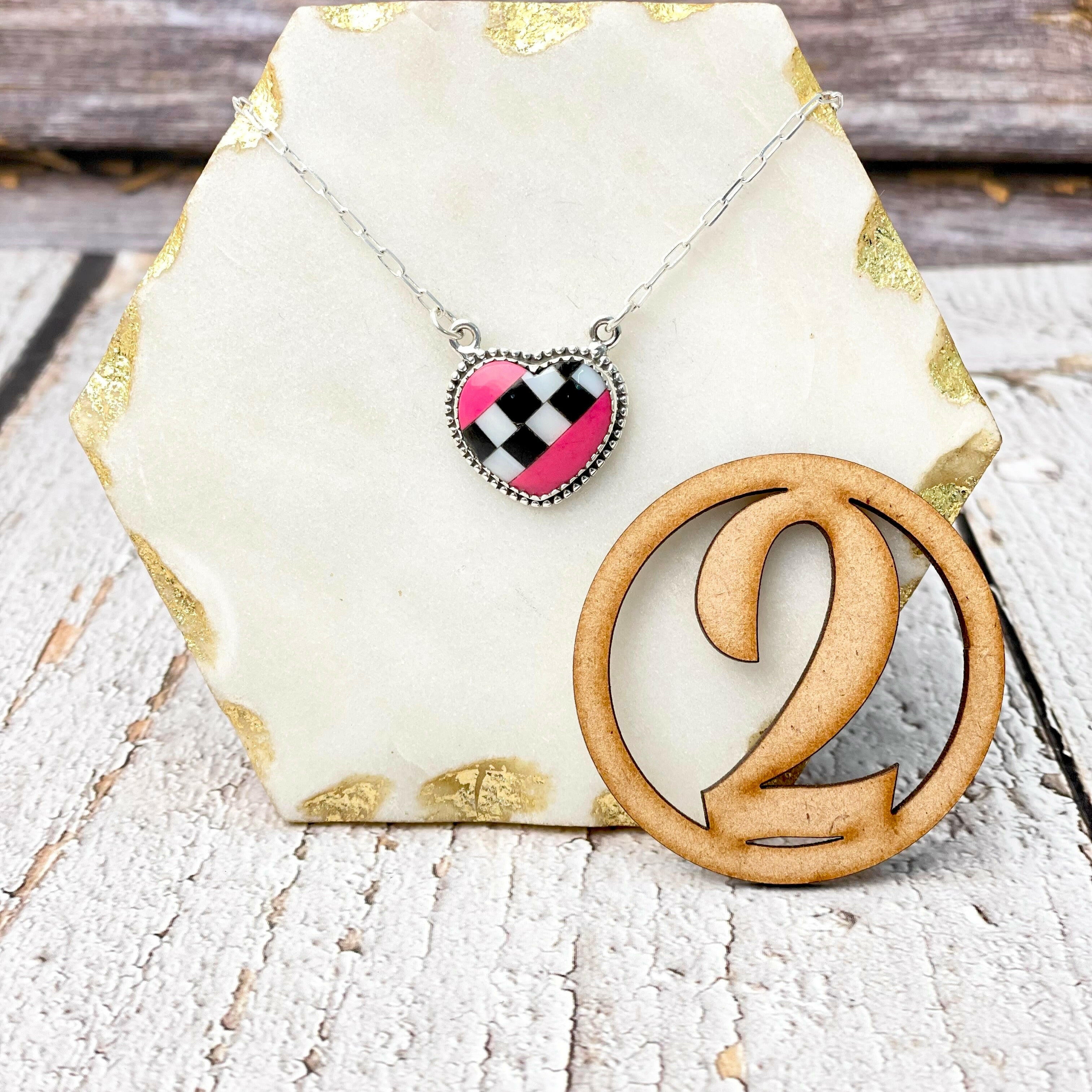 Kandy Hearts Stripe & Checkered Necklaces-Necklaces-Krush Kandy, Women's Online Fashion Boutique Located in Phoenix, Arizona (Scottsdale Area)