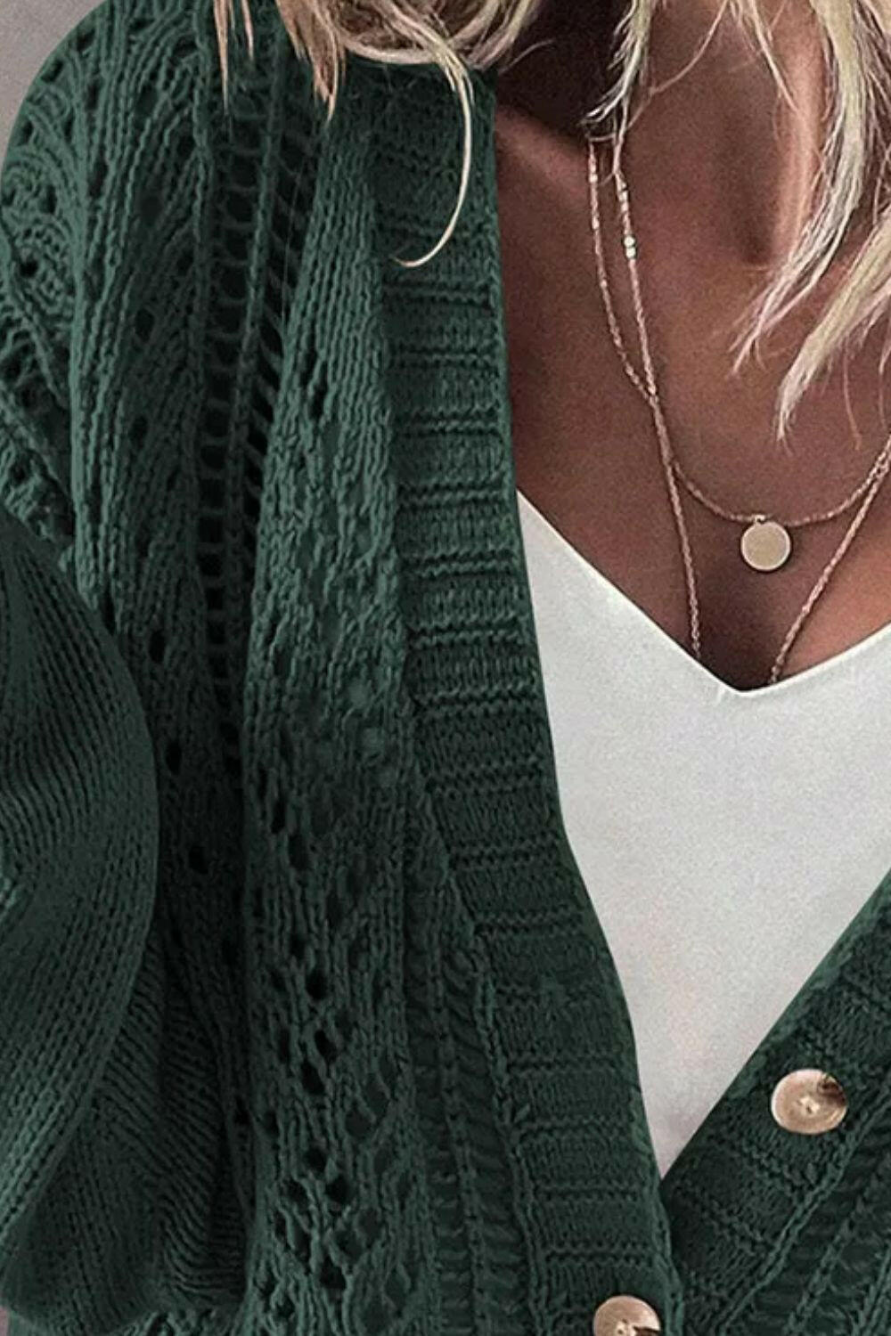 Openwork Button Up Long Sleeve Cardigan-Sweaters-Krush Kandy, Women's Online Fashion Boutique Located in Phoenix, Arizona (Scottsdale Area)