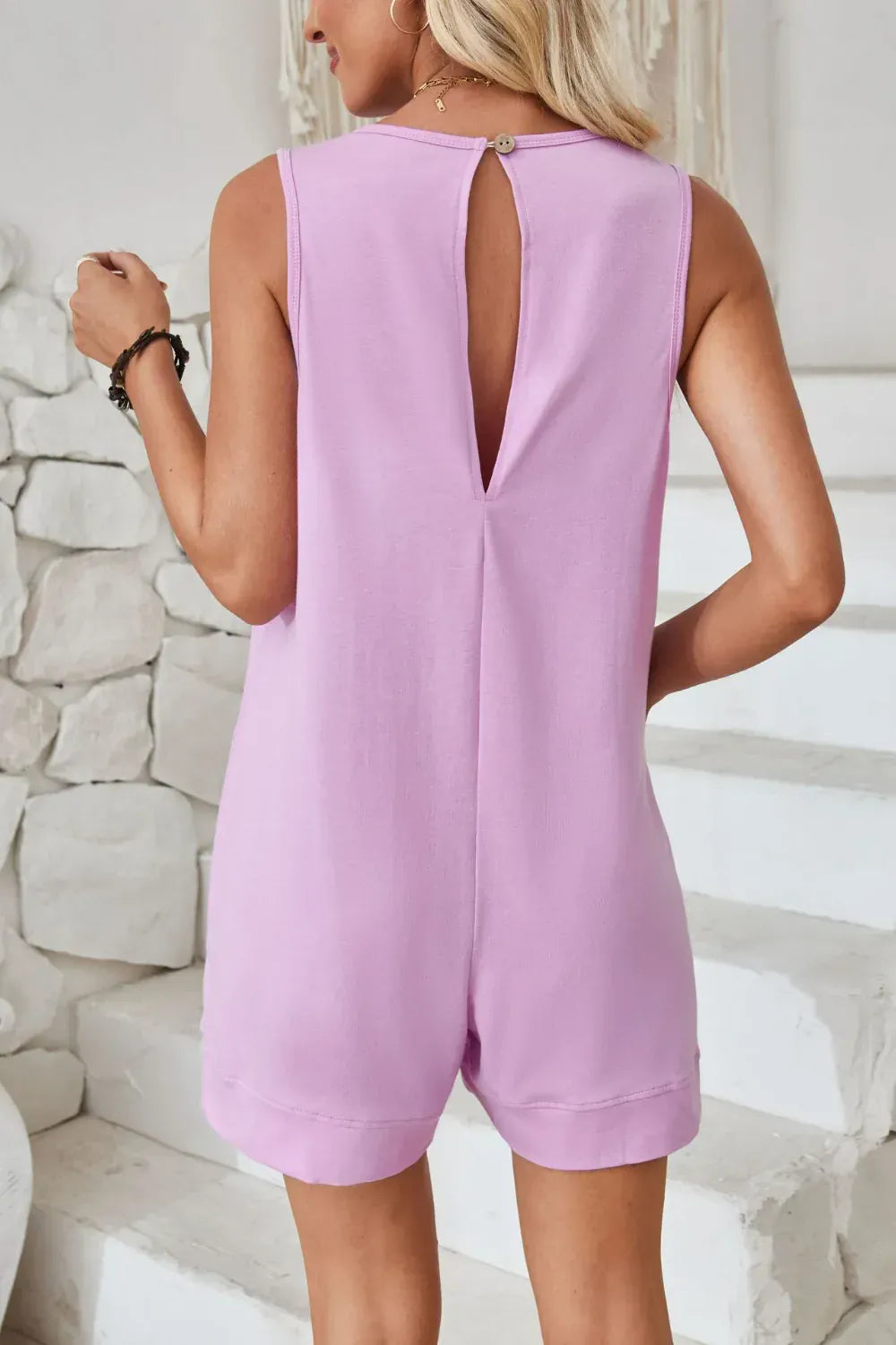 Lovelet Round Neck Sleeveless Romper-Jumpsuits & Rompers-Krush Kandy, Women's Online Fashion Boutique Located in Phoenix, Arizona (Scottsdale Area)