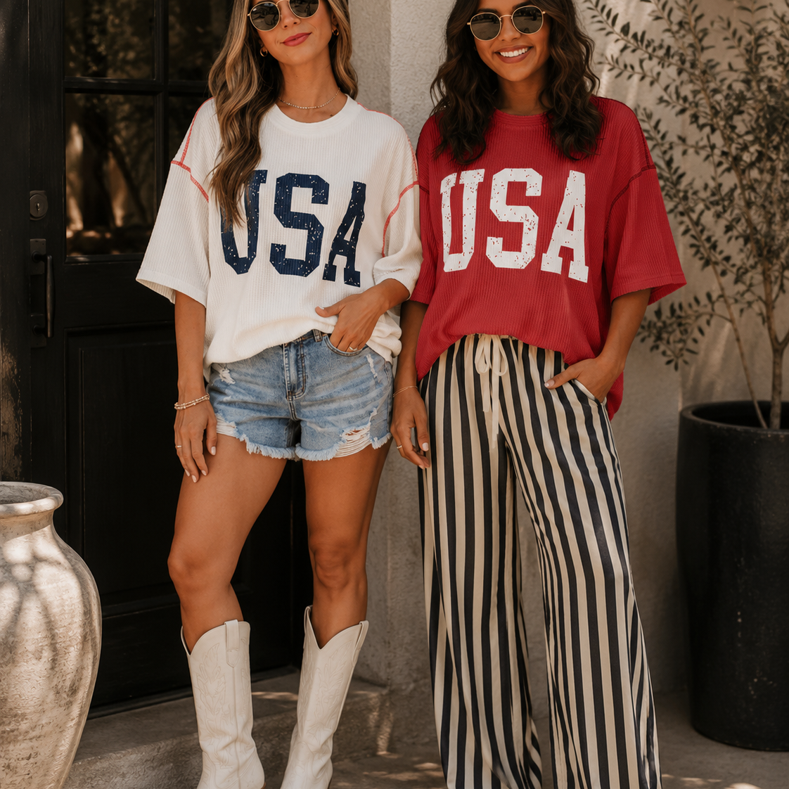 Stars & Freedom Ribbed Graphic Tee