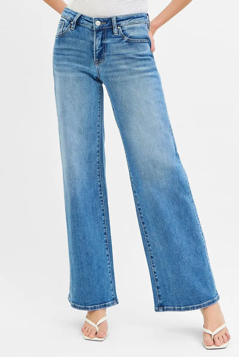 RISEN Low Rise Wide Leg Jeans-Jeans-Krush Kandy, Women's Online Fashion Boutique Located in Phoenix, Arizona (Scottsdale Area)