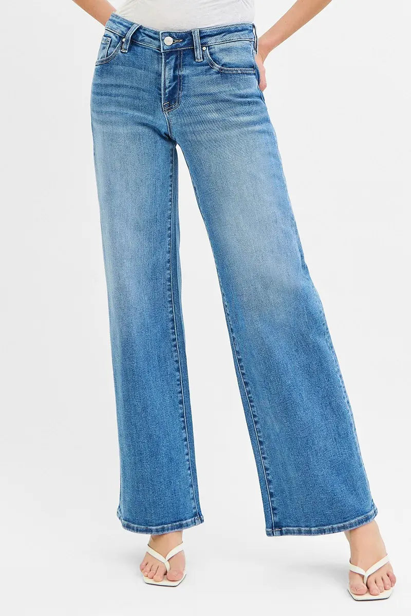 RISEN Low Rise Wide Leg Jeans-Jeans-Krush Kandy, Women's Online Fashion Boutique Located in Phoenix, Arizona (Scottsdale Area)