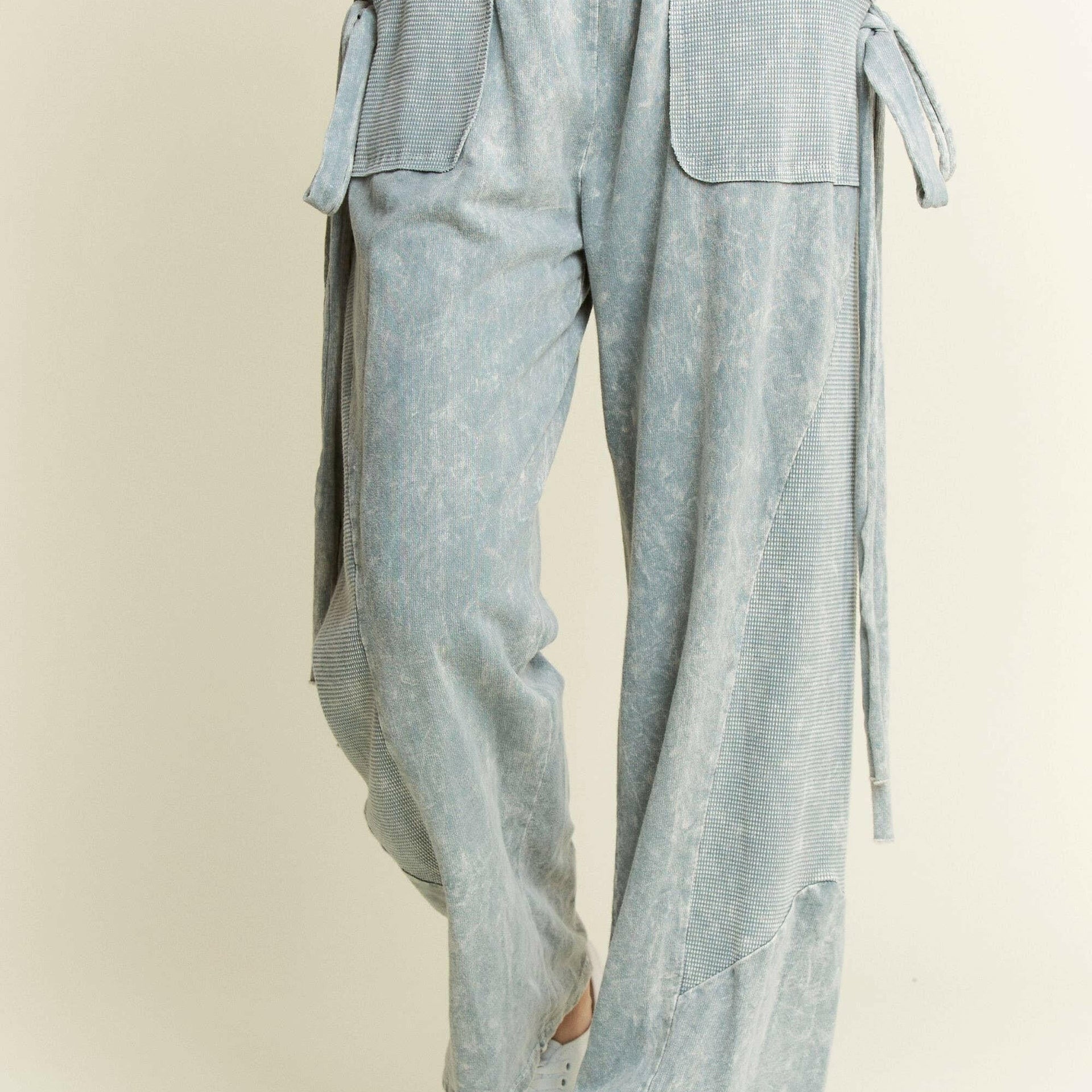 J.HER Mineral Wash Side Ribbon Bow pants-Pants-Krush Kandy, Women's Online Fashion Boutique Located in Phoenix, Arizona (Scottsdale Area)