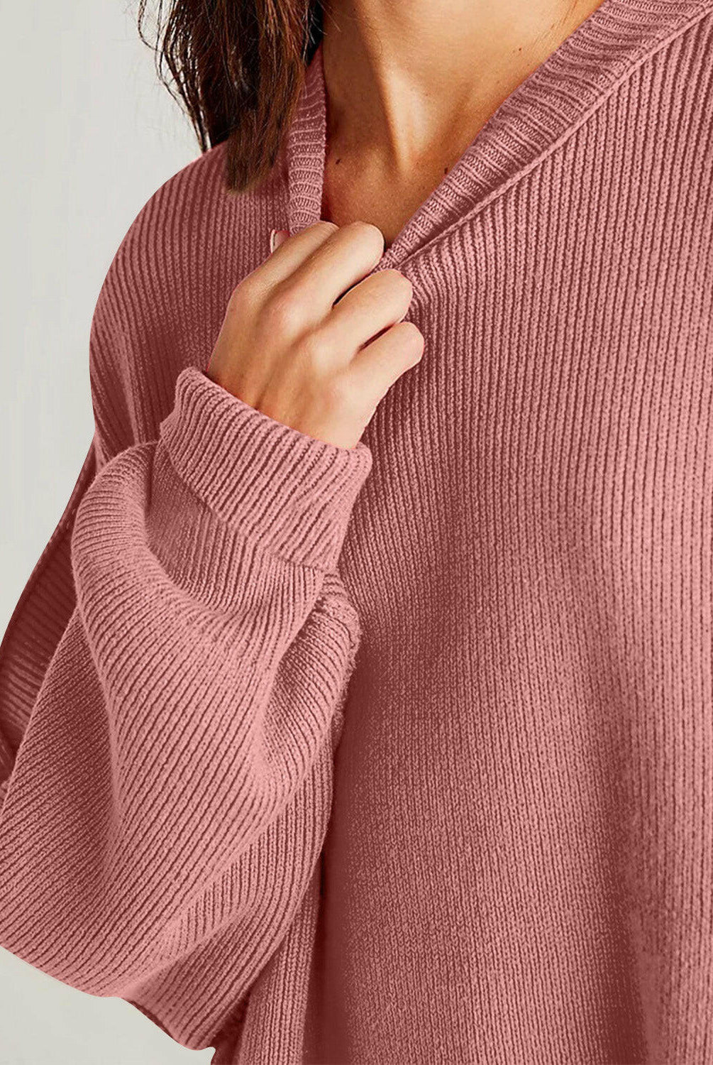 Double Take Side Slit Round Neck Long Sleeve Sweater-Sweaters-Krush Kandy, Women's Online Fashion Boutique Located in Phoenix, Arizona (Scottsdale Area)