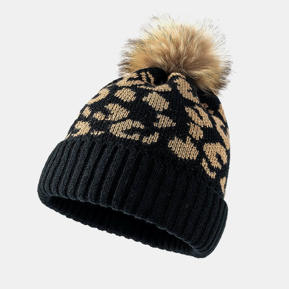 Leopard Pom-Pom Cuffed Beanie-Krush Kandy, Women's Online Fashion Boutique Located in Phoenix, Arizona (Scottsdale Area)