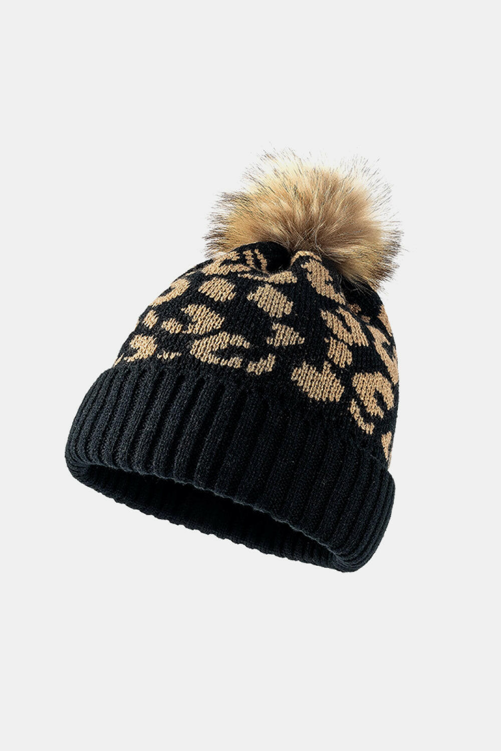 Leopard Pom-Pom Cuffed Beanie-Krush Kandy, Women's Online Fashion Boutique Located in Phoenix, Arizona (Scottsdale Area)