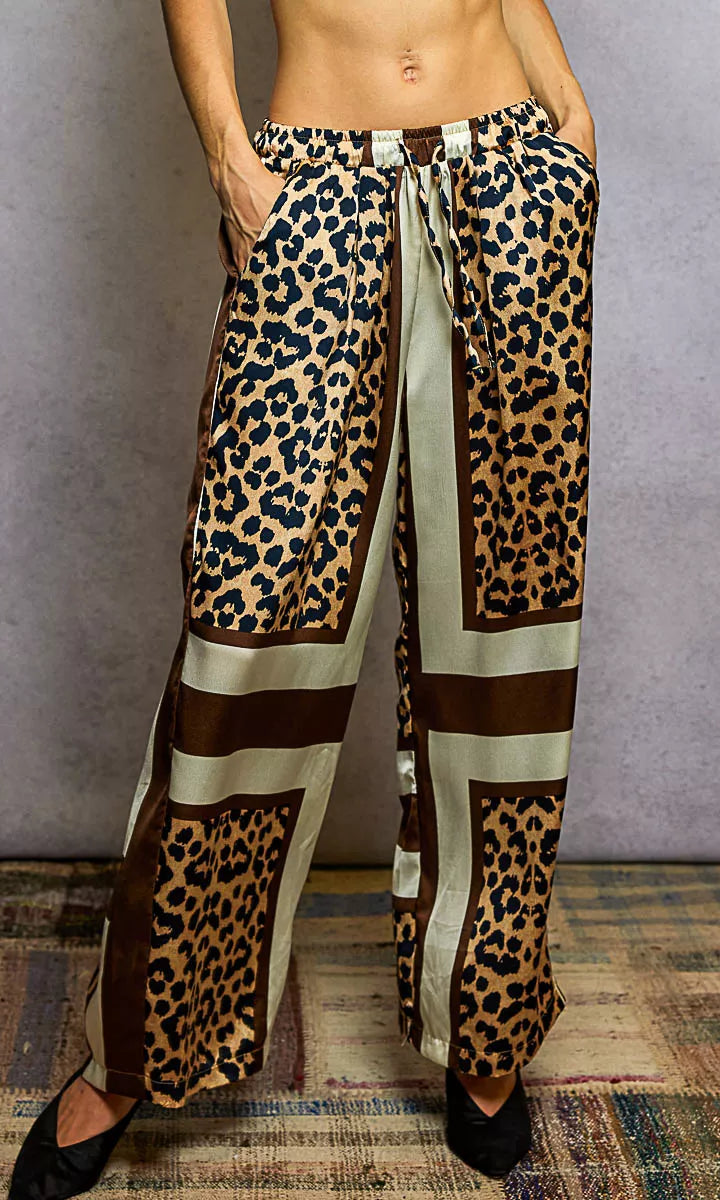 POL Leopard Printed Woven Wide Leg Drawstring Pants-PANTS-Krush Kandy, Women's Online Fashion Boutique Located in Phoenix, Arizona (Scottsdale Area)