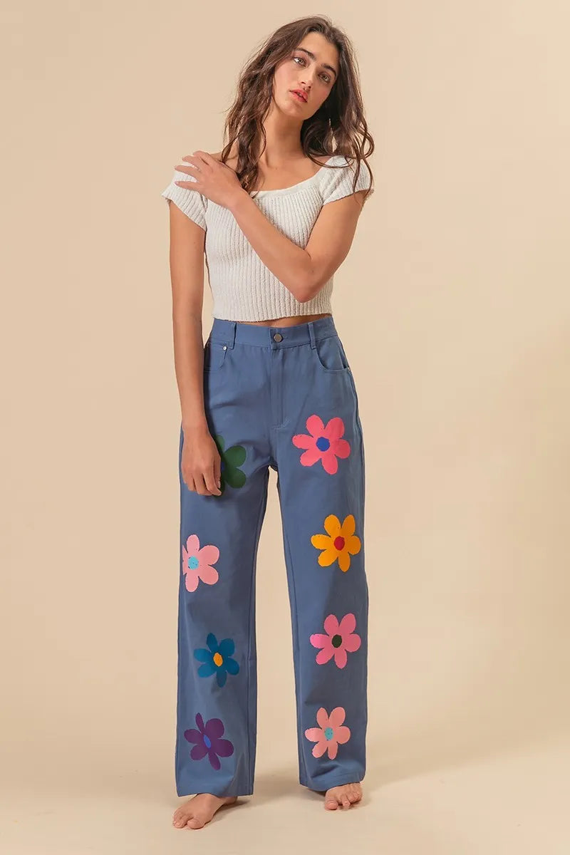 BiBi Floral Print Straight Leg Pants-PANTS-Krush Kandy, Women's Online Fashion Boutique Located in Phoenix, Arizona (Scottsdale Area)