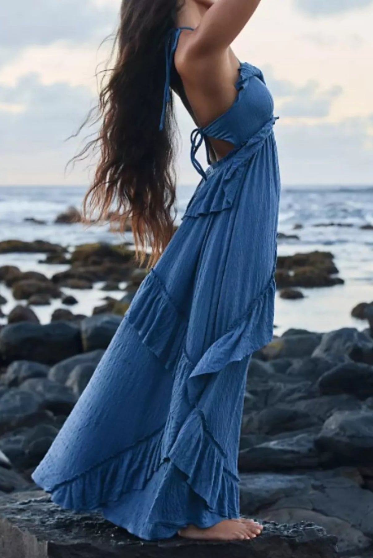 Ruffled Halter Neck Maxi Dress-Dresses-Krush Kandy, Women's Online Fashion Boutique Located in Phoenix, Arizona (Scottsdale Area)