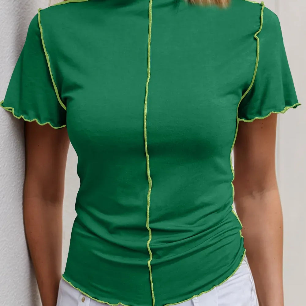 Ruffled Edge Mock Neck Top-Tops-Krush Kandy, Women's Online Fashion Boutique Located in Phoenix, Arizona (Scottsdale Area)