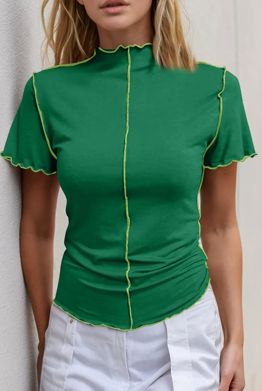 Ruffled Edge Mock Neck Top-Tops-Krush Kandy, Women's Online Fashion Boutique Located in Phoenix, Arizona (Scottsdale Area)