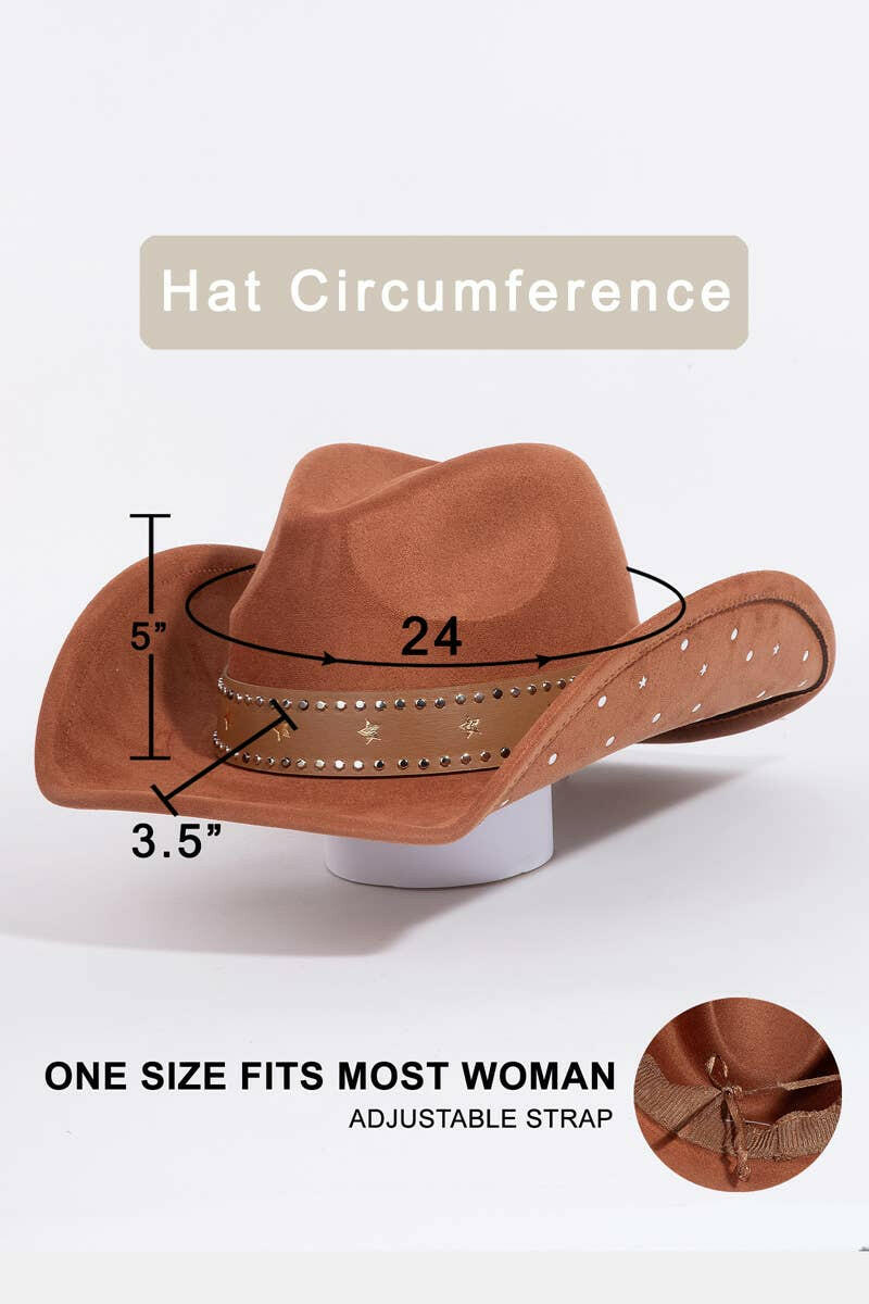 Studded Star Brim Cowboy Hat-Hats-Krush Kandy, Women's Online Fashion Boutique Located in Phoenix, Arizona (Scottsdale Area)