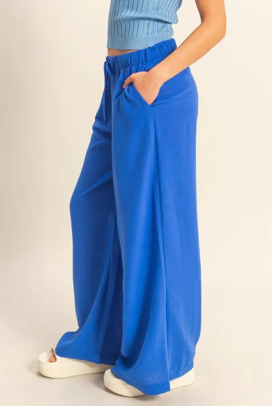 HYFVE Elasticized Waist Wide Leg Pants-PANTS-Krush Kandy, Women's Online Fashion Boutique Located in Phoenix, Arizona (Scottsdale Area)