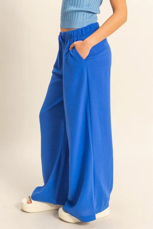 HYFVE Elasticized Waist Wide Leg Pants-PANTS-Krush Kandy, Women's Online Fashion Boutique Located in Phoenix, Arizona (Scottsdale Area)