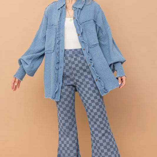 And The Why Checkerboard High Waist Bell Pants-PANTS-Krush Kandy, Women's Online Fashion Boutique Located in Phoenix, Arizona (Scottsdale Area)