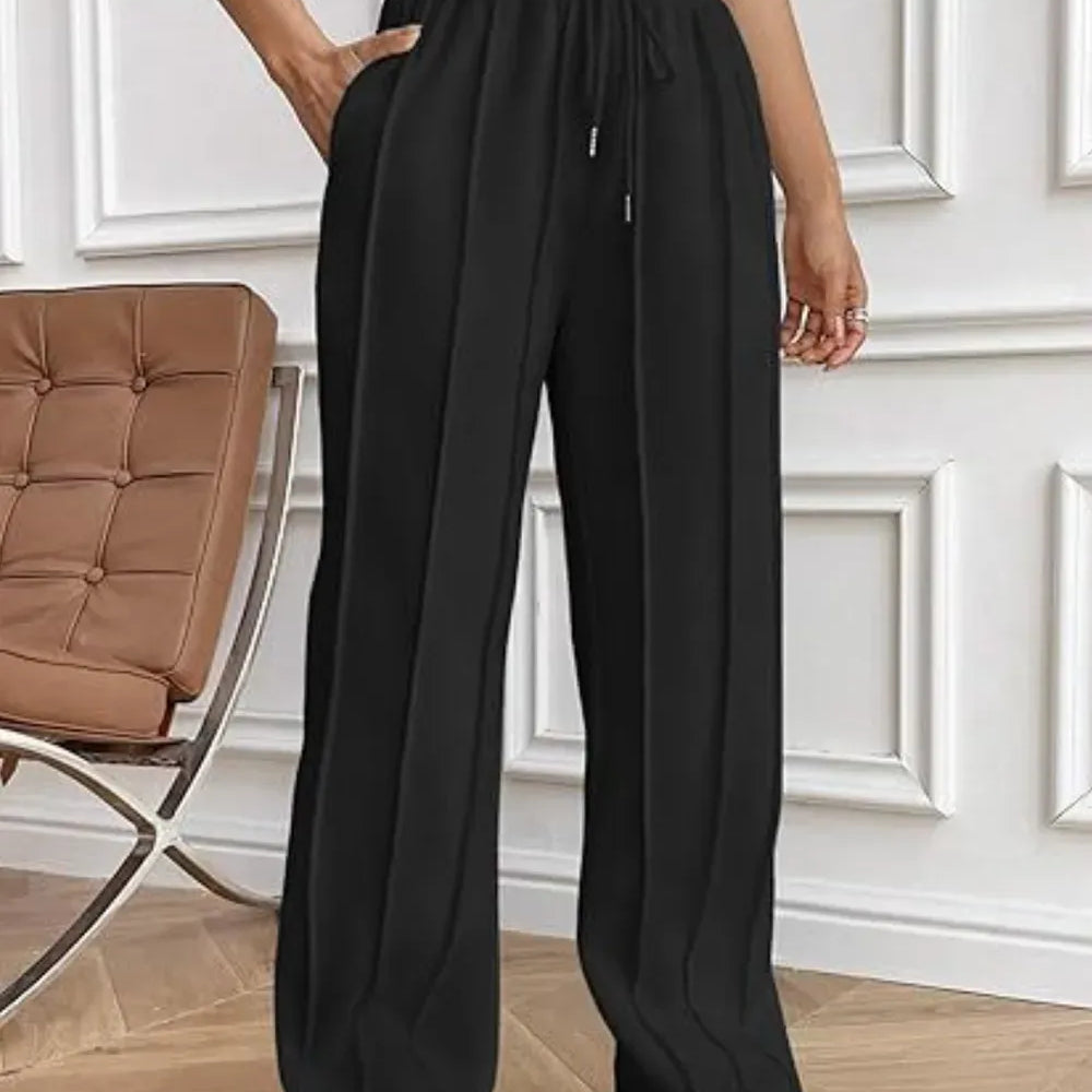 Drawstring Wide Leg Pants with Pockets-PANTS-Krush Kandy, Women's Online Fashion Boutique Located in Phoenix, Arizona (Scottsdale Area)