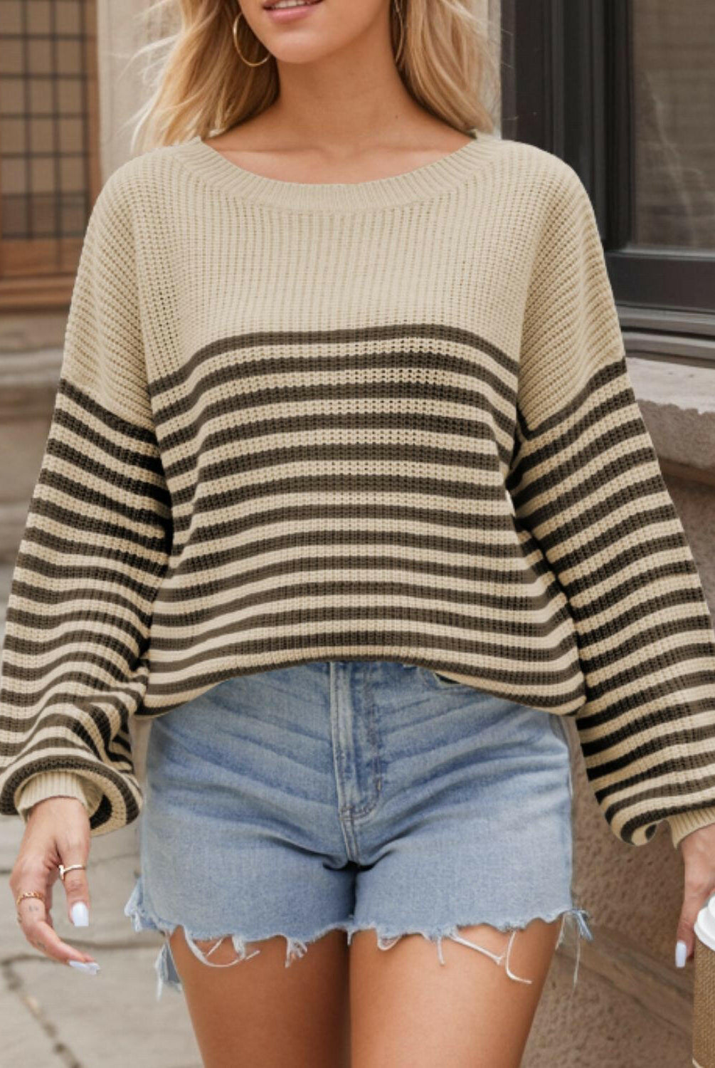 Comfy Chic Oversized Stripe Sweater-Sweaters-Krush Kandy, Women's Online Fashion Boutique Located in Phoenix, Arizona (Scottsdale Area)