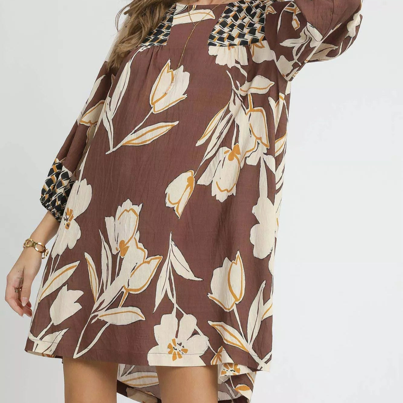 Umgee Floral High-Low Babydoll Dress-Dresses-Krush Kandy, Women's Online Fashion Boutique Located in Phoenix, Arizona (Scottsdale Area)