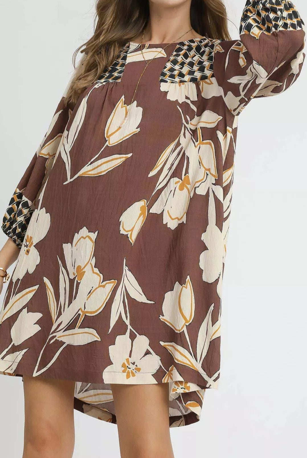 Umgee Floral High-Low Babydoll Dress-Dresses-Krush Kandy, Women's Online Fashion Boutique Located in Phoenix, Arizona (Scottsdale Area)