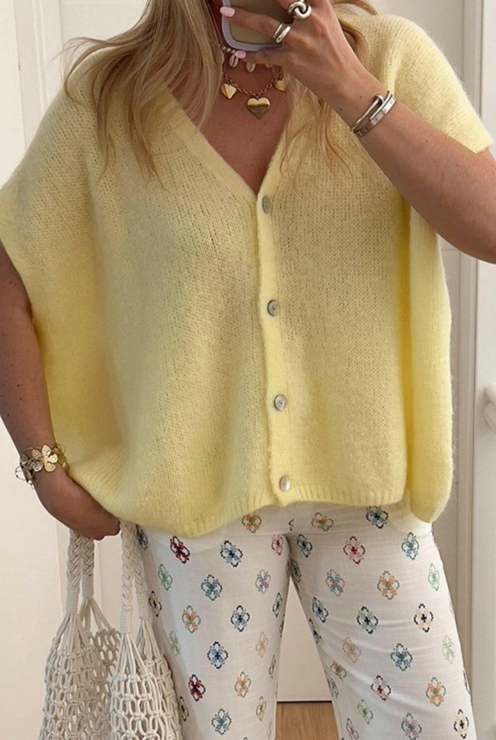 V-Neck Button Up Short Sleeve Cardigan-Tops-Krush Kandy, Women's Online Fashion Boutique Located in Phoenix, Arizona (Scottsdale Area)